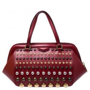 Marc by Marc Jacobs Red Leather Studded Thunderdome Satchel